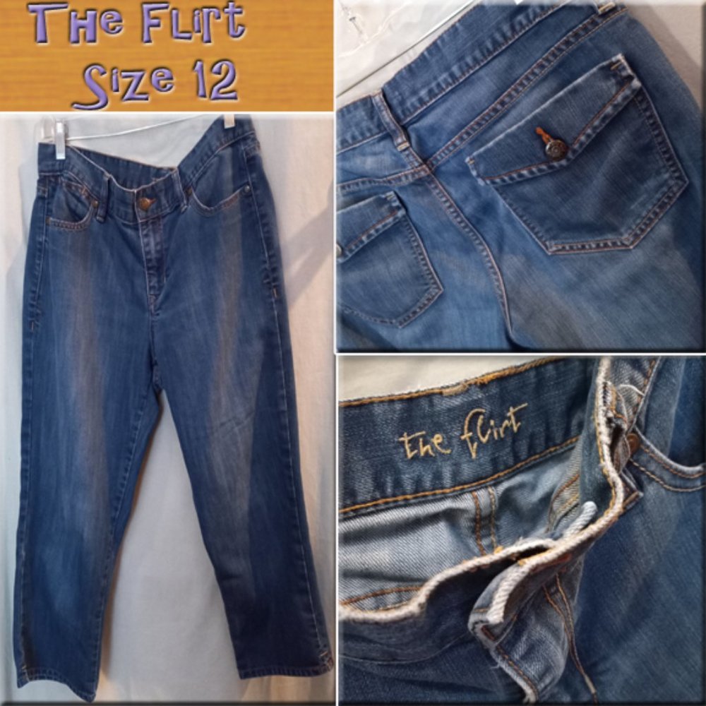 Cute Cropped Denim Jeans By The Flirt Size 12 Mid Rise